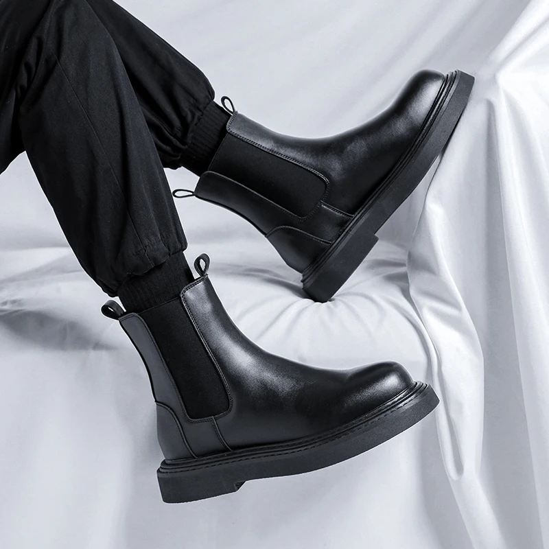 new spring and fall British style thick bottom casual fashion mid-top Chelsea boots