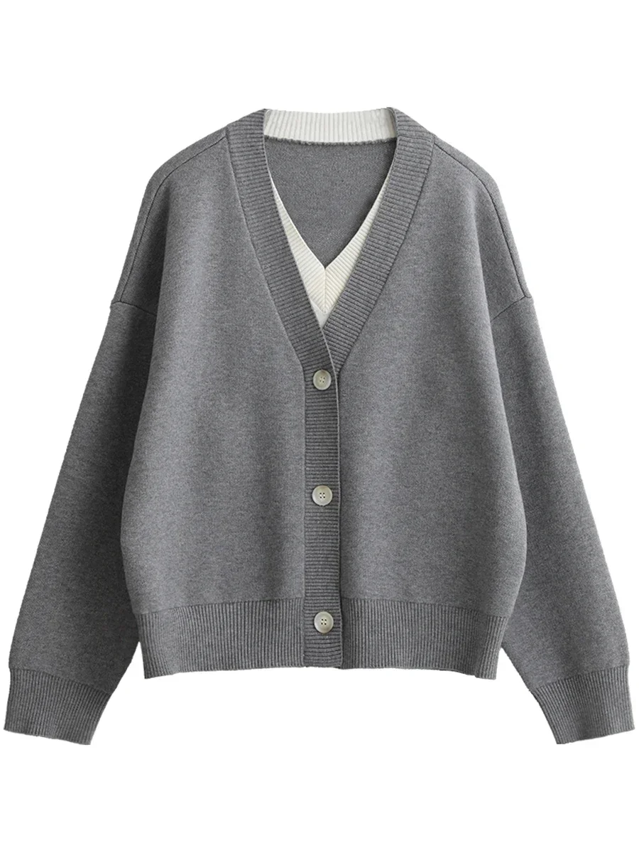 Women Sweater Women Cardigan Loose V-neck Female Sweater Long Sleeved Knit Top for Girl Korean Popular Clothes Spring Autumn