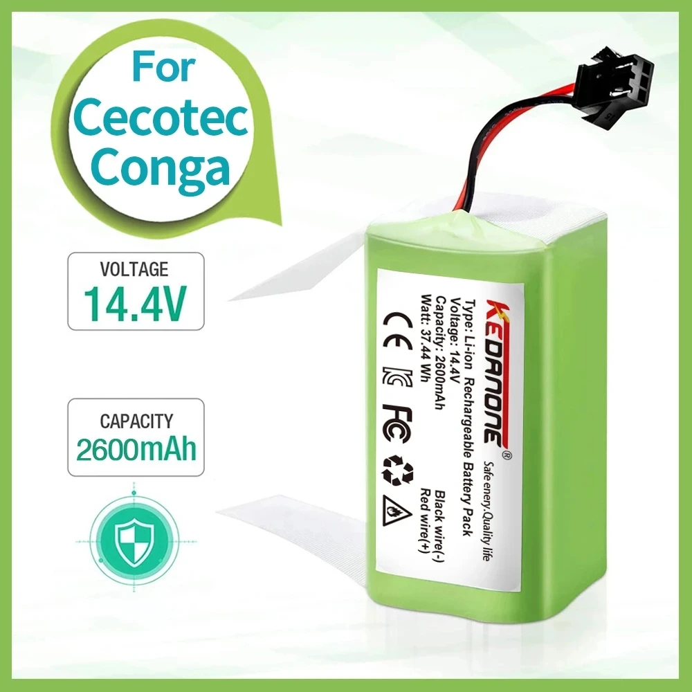 

14.4V 4000mAh Li-ion Battery for For Conga 990 1090 950 Tesvor X500 Ecovacs Deebot N79 N79S DN622 Eufy RoboVac 11 11S RoboVac 30