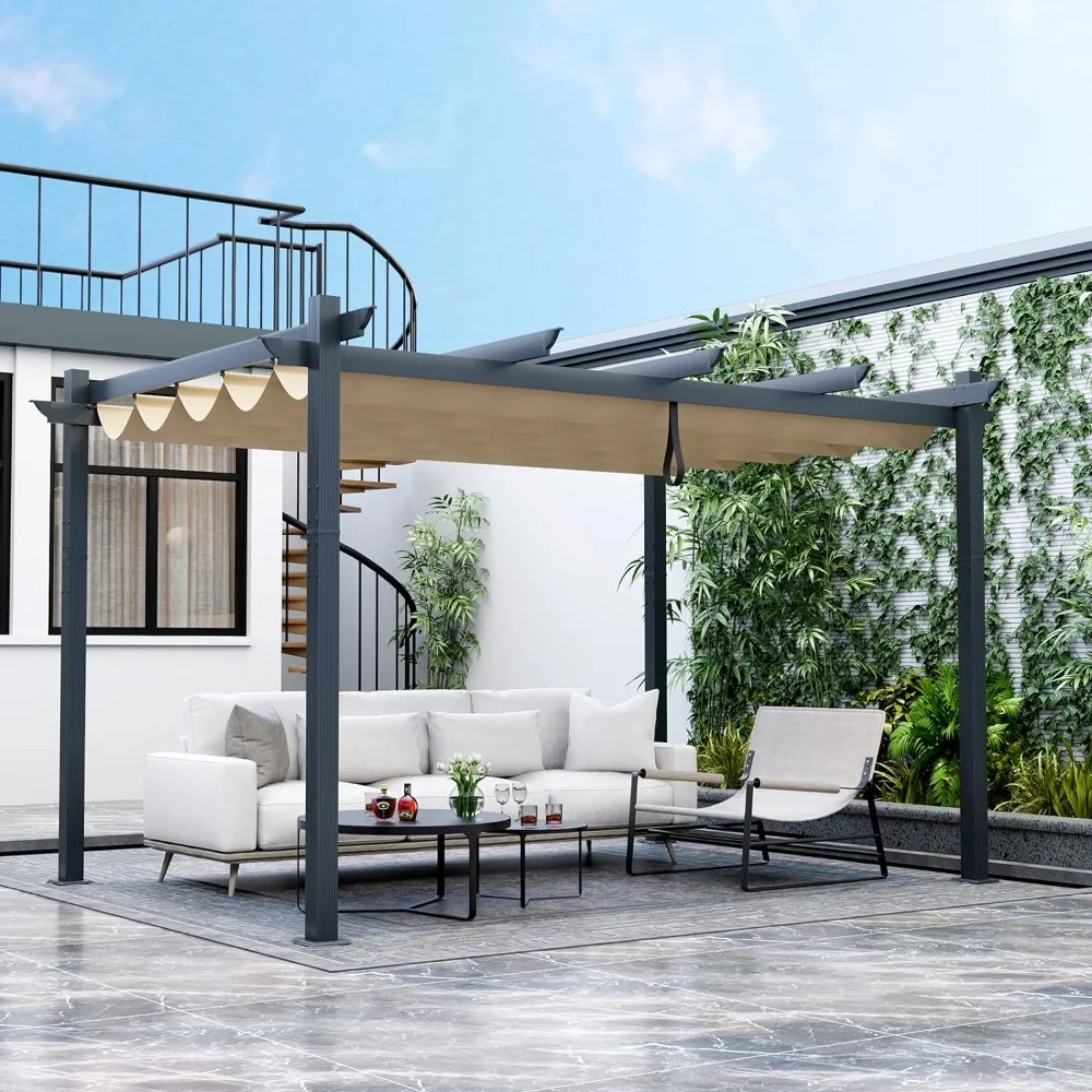 

Outdoors Tents, Outdoor Pergola with Retractable Sun Shade Canopy, Extra Large Patio Shelter Pavilion, Outdoors Garden Gazebo