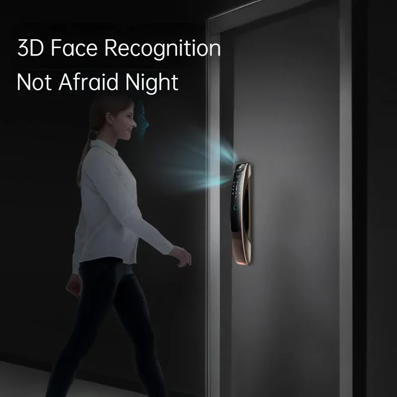 3D Face Recognition Video Intercom Tuya Wifi Auto Monitoring Camera Fingerprint Password Anti-theft Digital Smart Door Lock