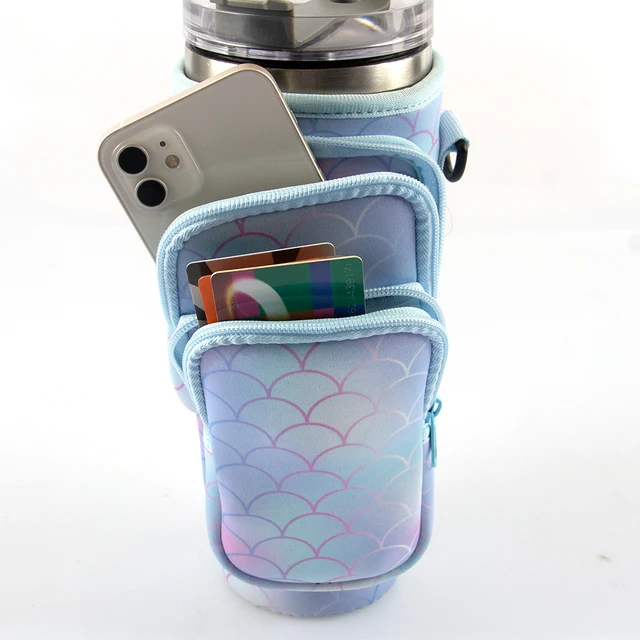 30oz 40oz Neoprene Insulated Water Bottle Carrier Bag for Stanley Cup Anti-fall No-slip Protective Sleeve with Strap Mini Pocket