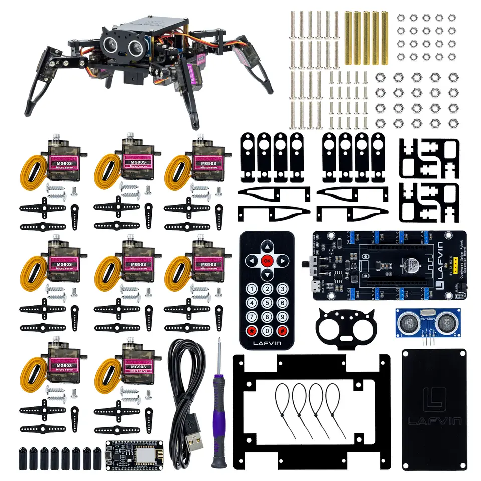 LAFVIN Quadruped Bionic Spider Robot Kit with ESP8266 Controller,4-Legged Programmable Bionic Crawling Robot Kit image 1