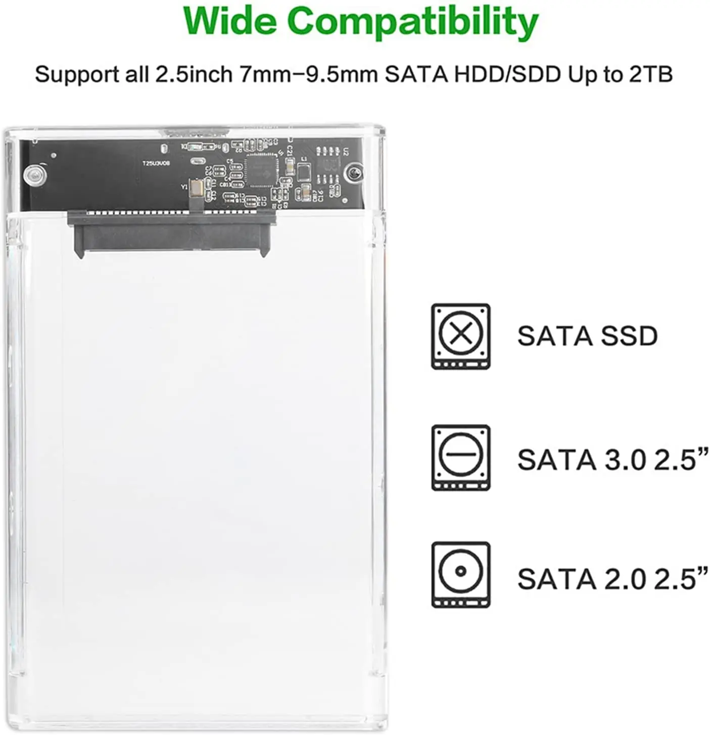 투명한 HDD 케이스 캐디 상자 HDD 인클로저 USB 3.0 USB 3.1 USB2.0 접합기 외부 하드 드라이브 상자에 2.5 SSD SATA
