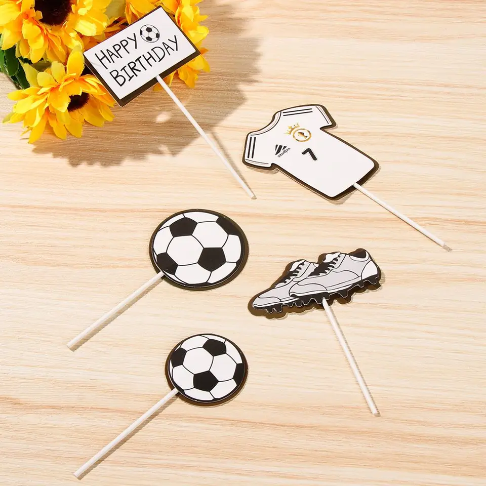 Ambishi 24 Pcs Soccer Cupcake Toppers – Football Birthday Cake Decorations, Gold & Pink, For Boy Or Girl Parties - View #9