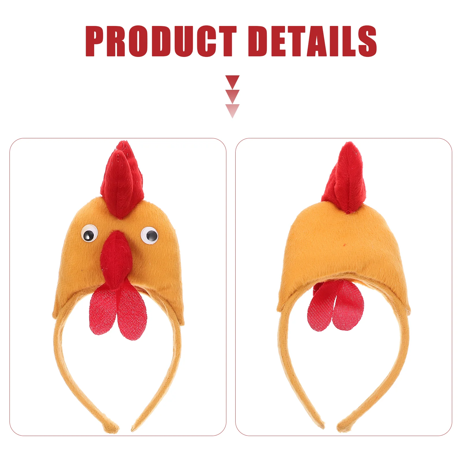 

Three-dimensional Chicken Three-piece Set Girl Outfits Easter Headbands Cosplay Accessories Party Short Plush Festive Bow Tie