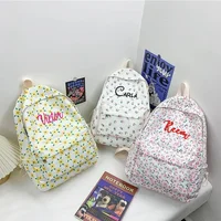 Personalized Embroidered Name Backpack With Exotic Tulip Patterns, Fresh And Minimalist Campus Backpack, Casual Backpack, Gift 1