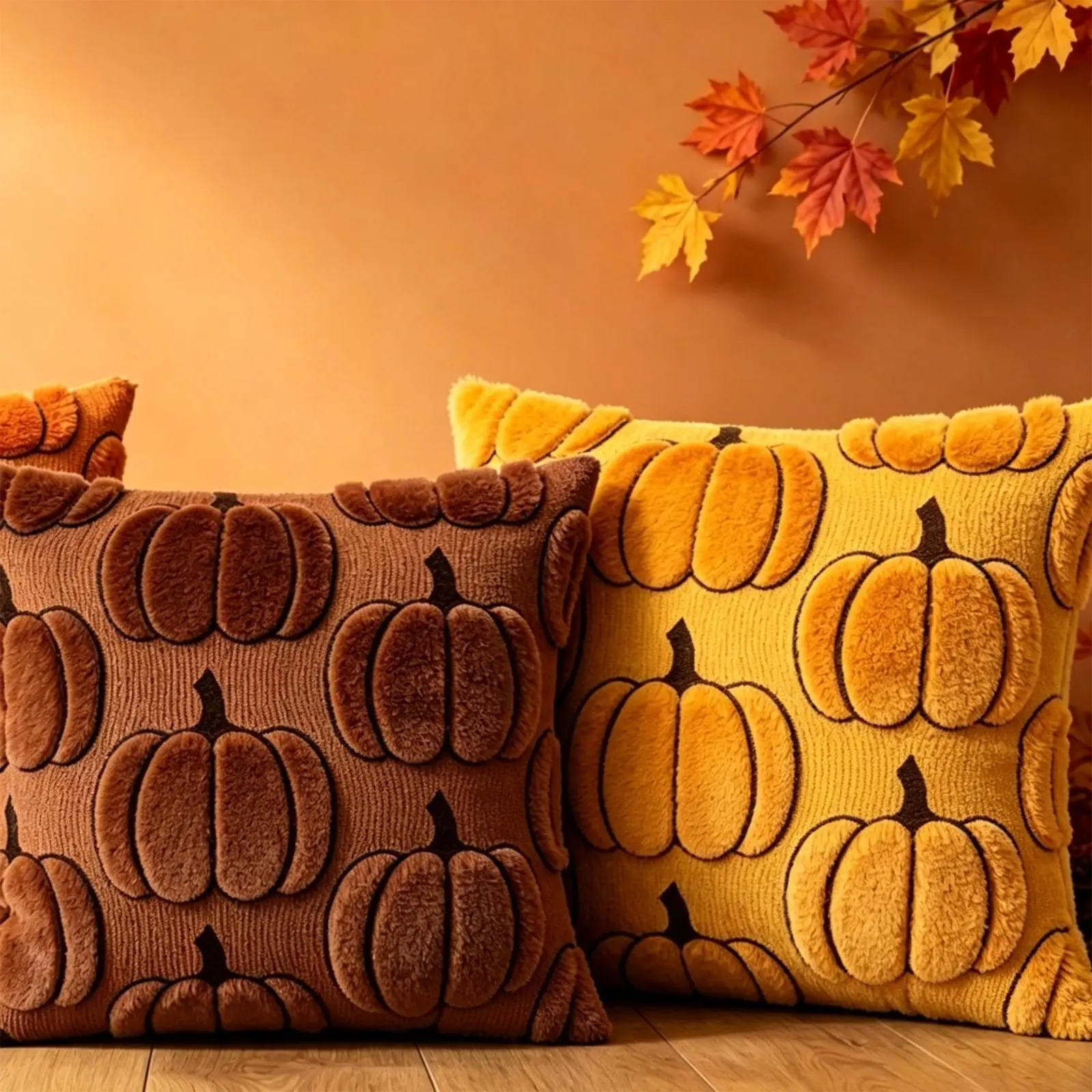 Halloween Plush Throw Pillow Cover, 45x45cm Decorative Cushion