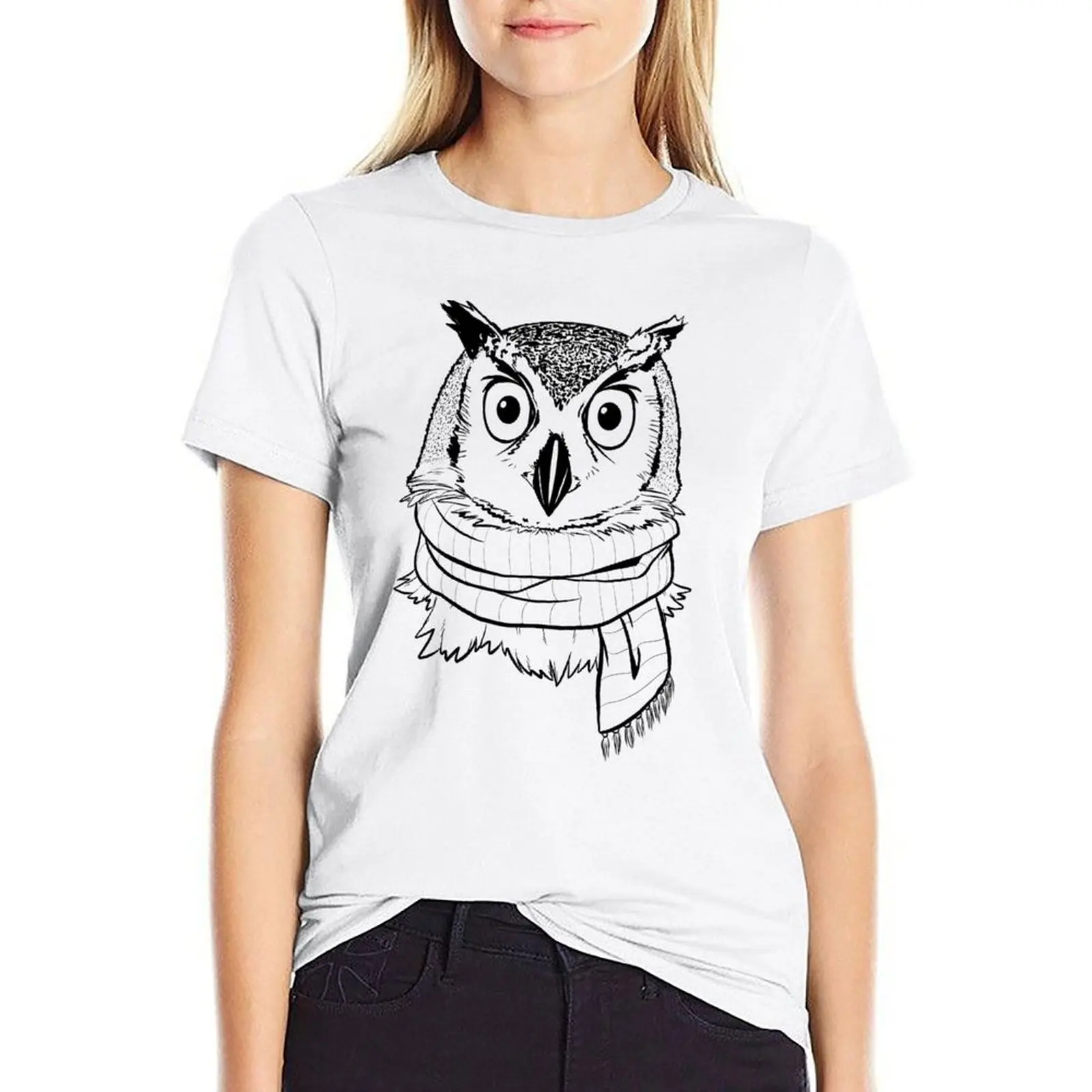 

Great Horned Owl Wearing a Scarf in Winter T-shirt graphics tees shirts graphic tees fashion woman blouse 2024