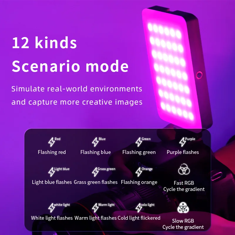 Desiontal M140 RGB Photography Fill Light Live Streaming Conference Selfie Lighting Compatible with Camera,Cell Phone,Laptop Use 4