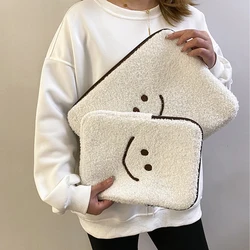 Adorable Plush Tablet & Laptop Sleeve Case - Universal Fit - 13 - 14 Inches (White)