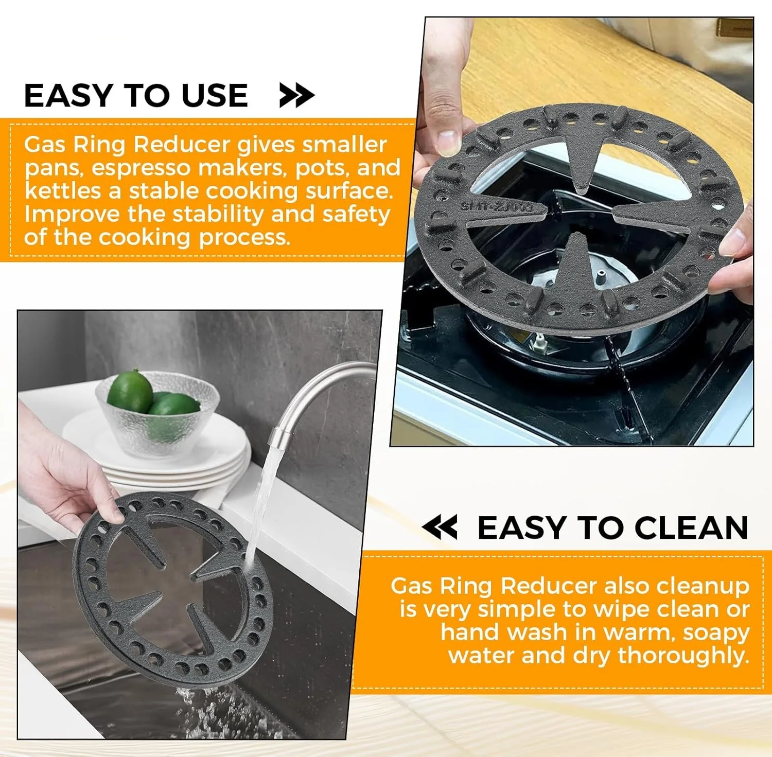 1pc Cast Iron Gas Stove Cooker Ring Reducer for Gas Stovetop Espresso Maker Coffee Moka Pot Outer Diameter 5.04"