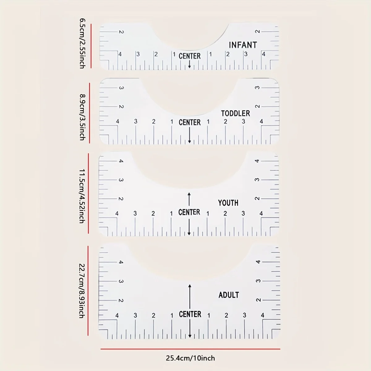 Transparent Acrylic T-shirt Alignment Ruler