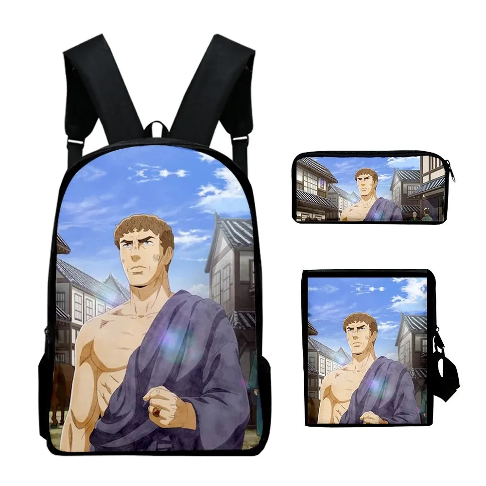 Backpack with 3d printing for school, backpack with thermal printing, for laptop, backpack with case, for student, harajuku, 3pc
