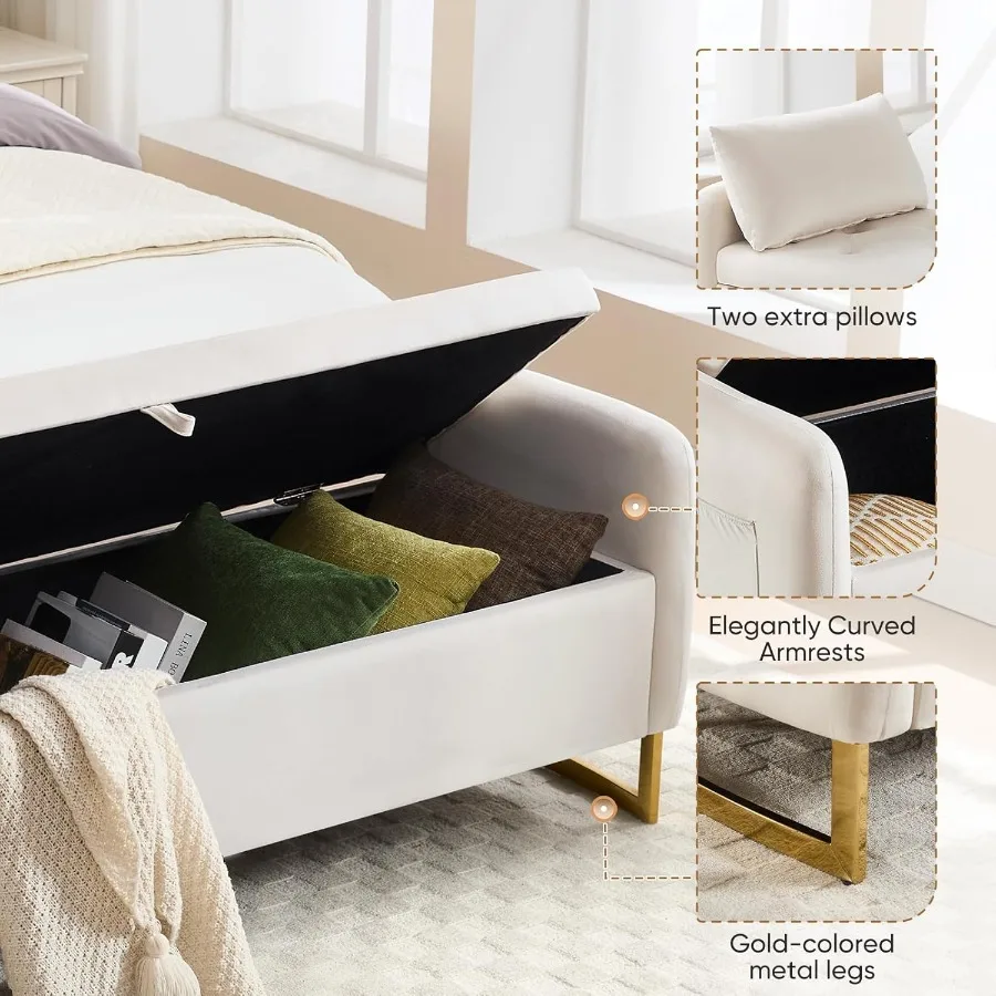 Tufted Gold Storage Bench 4