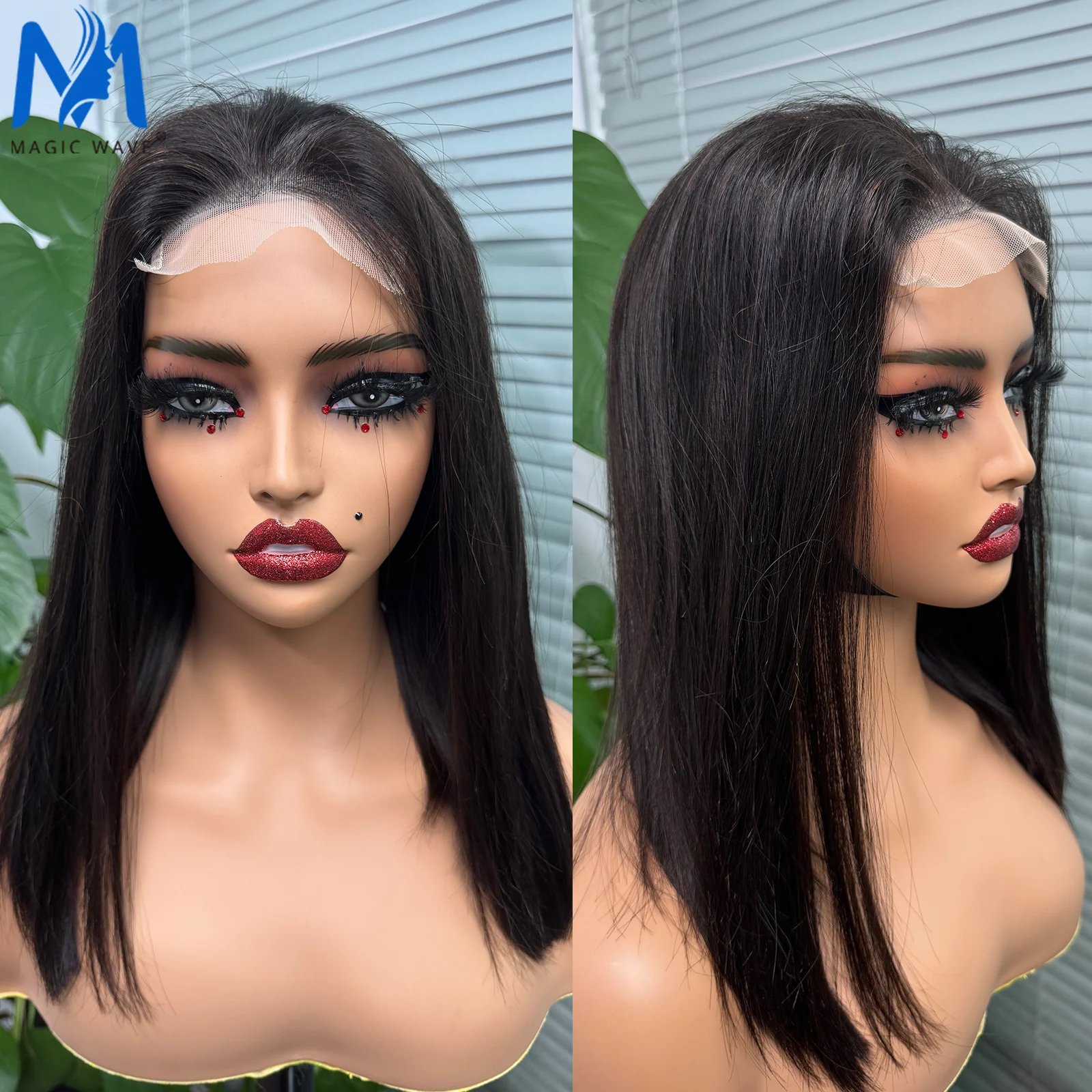 Peruca de cabelo humano para mulheres negras, fechamento de renda, cabelo humano virgem, pré-arrancado, densidade de 200%, 4x4, 10-16 in