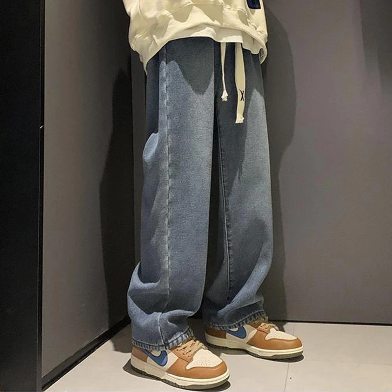 Plus Velvet Straight Pant Women Korean Fashion High Waist Winter Pantalones   Snow Wear Warm Loose Stretch Denim Pants Big Size