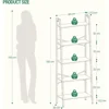Bookshelf, Ladder Shelf, Freestanding Corner Storage Shelve with 2 Hooks for Home Office, Living Room, 5-Tier Black Bookcase 2