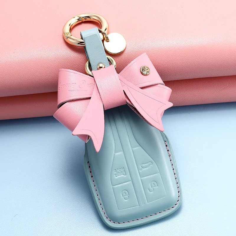 

For HongQi H5 HS5 HS7 H9 Leather Key Cover Keychain Key Case for Car Accessories