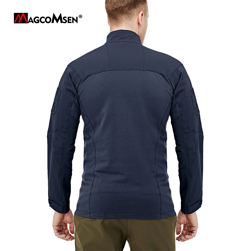 MAGCOMSEN 남성용 사파리 티셔츠 긴 소매 크루넥 작업용 하이킹 낚시 셔츠(1/4 지퍼 전면 포함)
