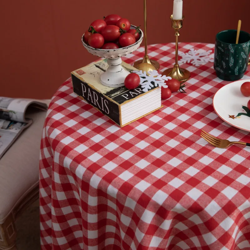 

Red Plaid Table Cloth Cotton Christmas Party Rectangle Checkered Tablecloth Dining Table Cover for Picnic BBQ Home Decoration