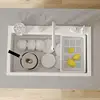 White/Balck/Grey 304 Stainless Steel Waterfall Kitchen Sink Single Bowl Wash Basin Home Sink Topmount  Workstation Drainage Set 4