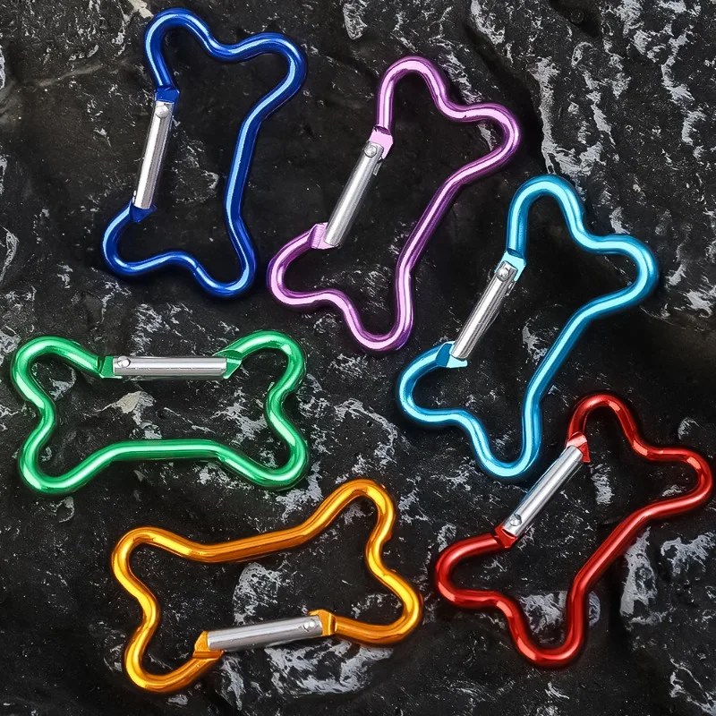 Bone Shape Carabiner Outdoor Climbing Camping Buckle Bold Aluminum Alloy Locking Clasp Keychain Multifunction Tools 5PCS