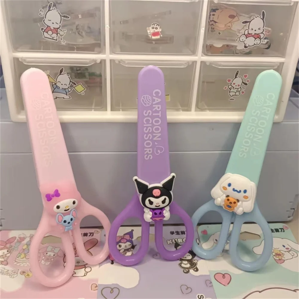 Safety Scissors Sanrio Kuromi Cinnamoroll Melody Hand Made Kid Stationery
