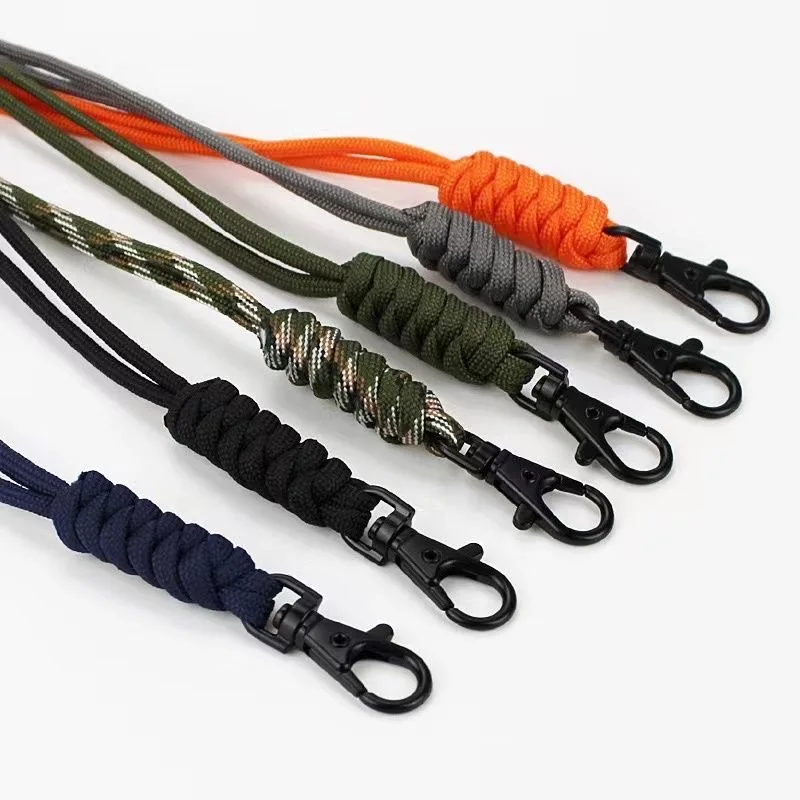 Enhanced Nylon Braided Adjustable Lanyard with Keychain and Wrist Strap