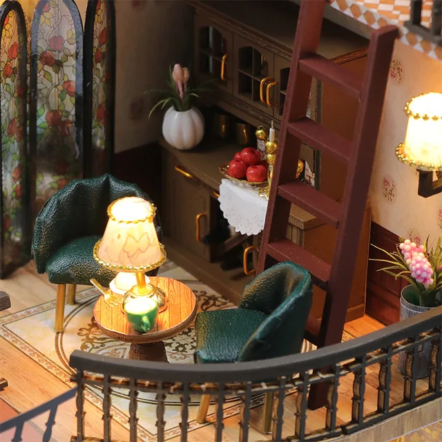 Diy Wooden Doll House Miniature Building Kits Modern Loft With Furniture Casa Dollhouse Toys For Children Girls Birthday Gifts 5