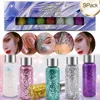 9 Pack Body Glitter Gel Face Hair Nail Lip Glitter Gel Lasting Sparkling Liquid Eye Shadow For Festival Party Glitter Bar Makeup 1
