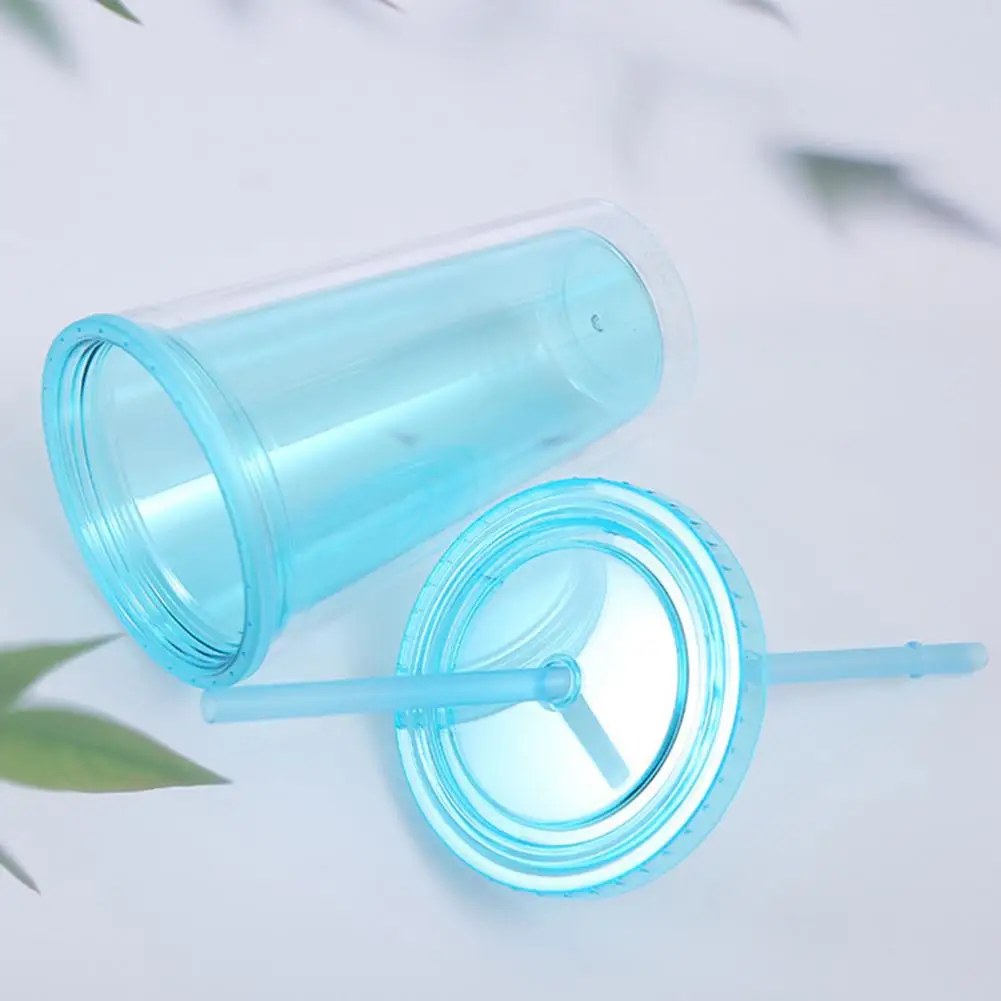 

Straw Bottle 1 Set Universal Leakproof with Lid Plastic Straw Water Cup for School