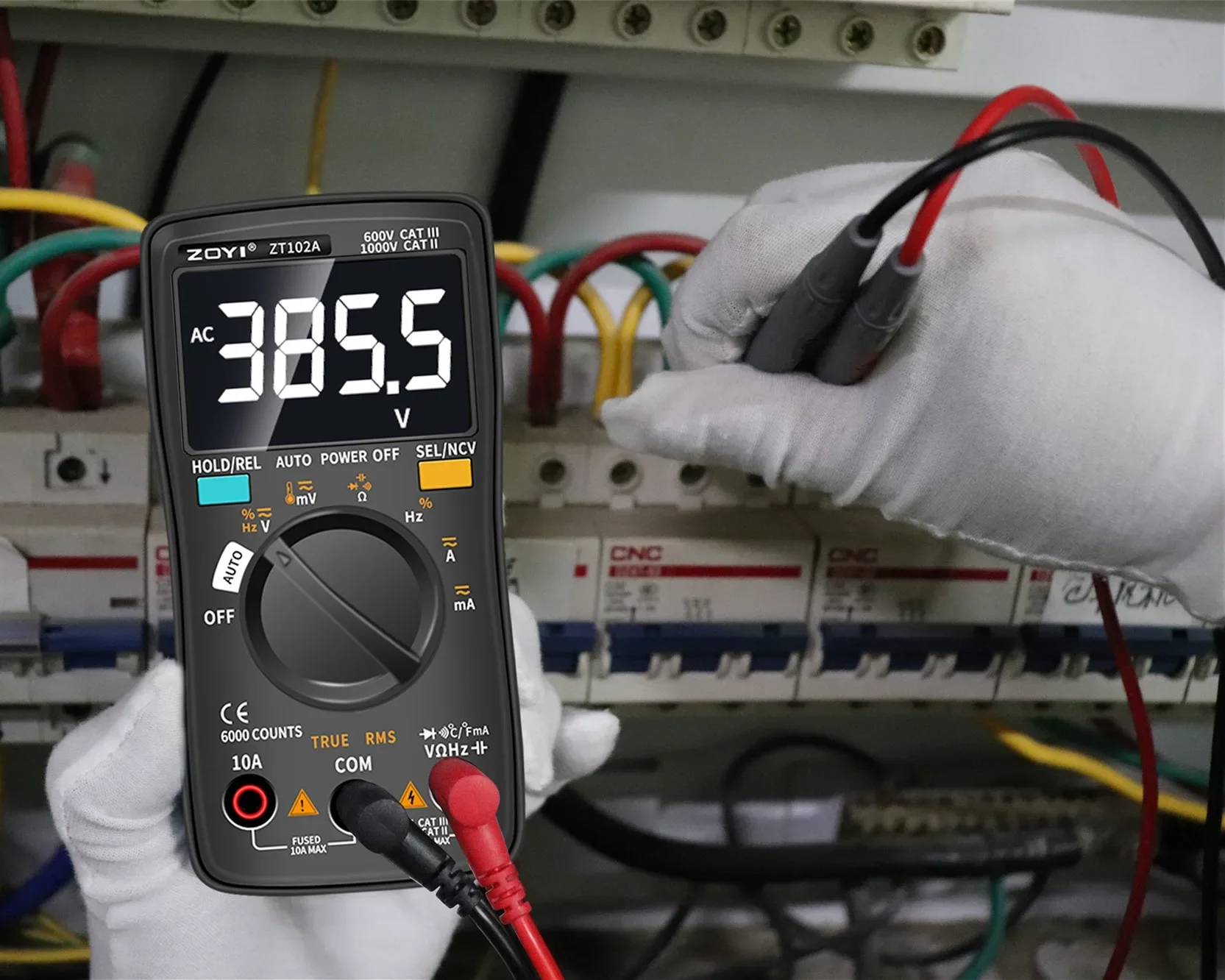 ZOYI ZT102/102A Digital Multimeter 6000 Counts Electrical Meter Transistor Tester Auto Rang AC/DC Voltage Process Calibrator