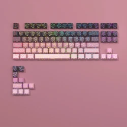 Premium Black Marble PBT Side - Engraved Keycap Set with Crack Design - Dual - Color Finish (97 Keys Blackberry)