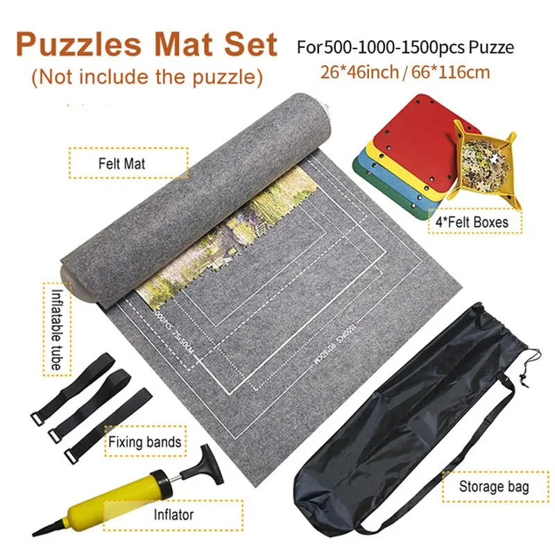 Professional Puzzle Roll Mat Blanket Felt Mat up to 1500/2000/3000 Pieces Accessories Puzzle Portable Travel Storage Bag 4