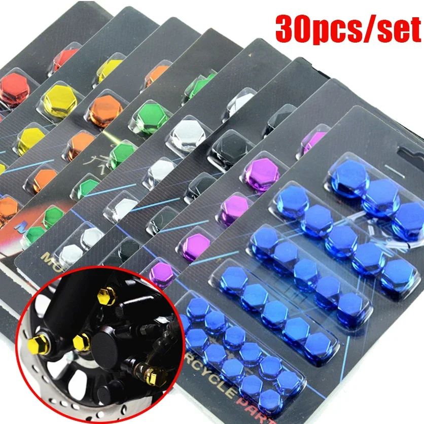 Motorcycle Screw Caps 30pcs Colored Nut Covers For Motor Scooters Electric Car 1.4/1.2/1/0.8CM