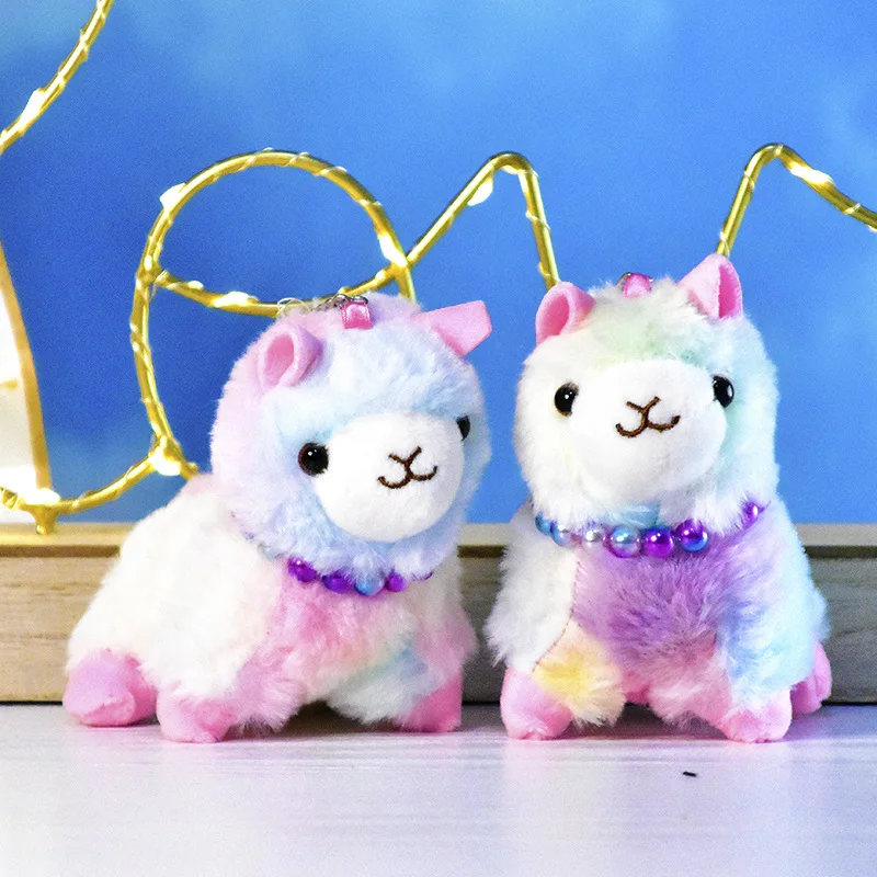

2023 Hot Cute Colourful Alpaca Small Pendant Plush Toy Cartoon Mini Stuffed Alpaca Doll Bag Bag Key Pendant Doll Gift