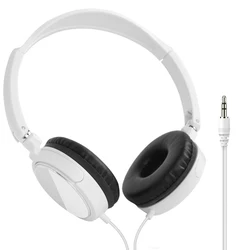 Foldable Wired Headphones with Bass Stereo Sound and Microphone (White 3.5mm)