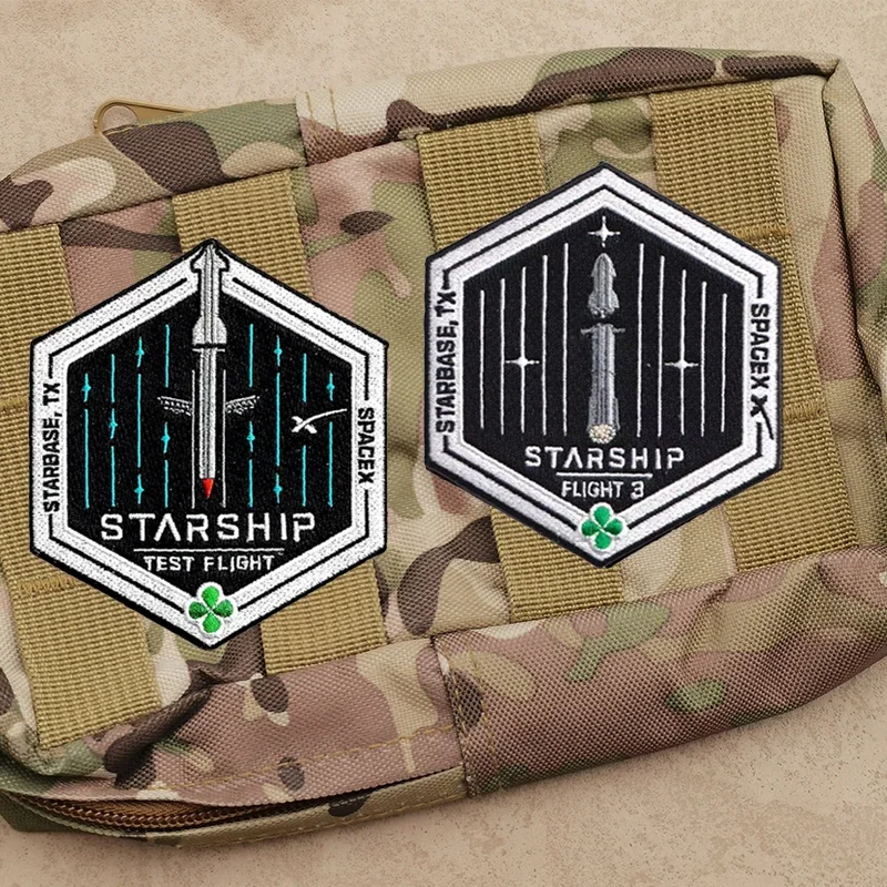 Tactical Patch SpaceX Starship Test Flight Embroidered Super Heavy Starbase TX Mission Stickers