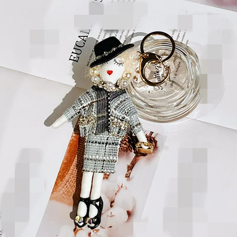 Fashion Girl Doll Keychain Creative Pompom Bag Charm Luxury