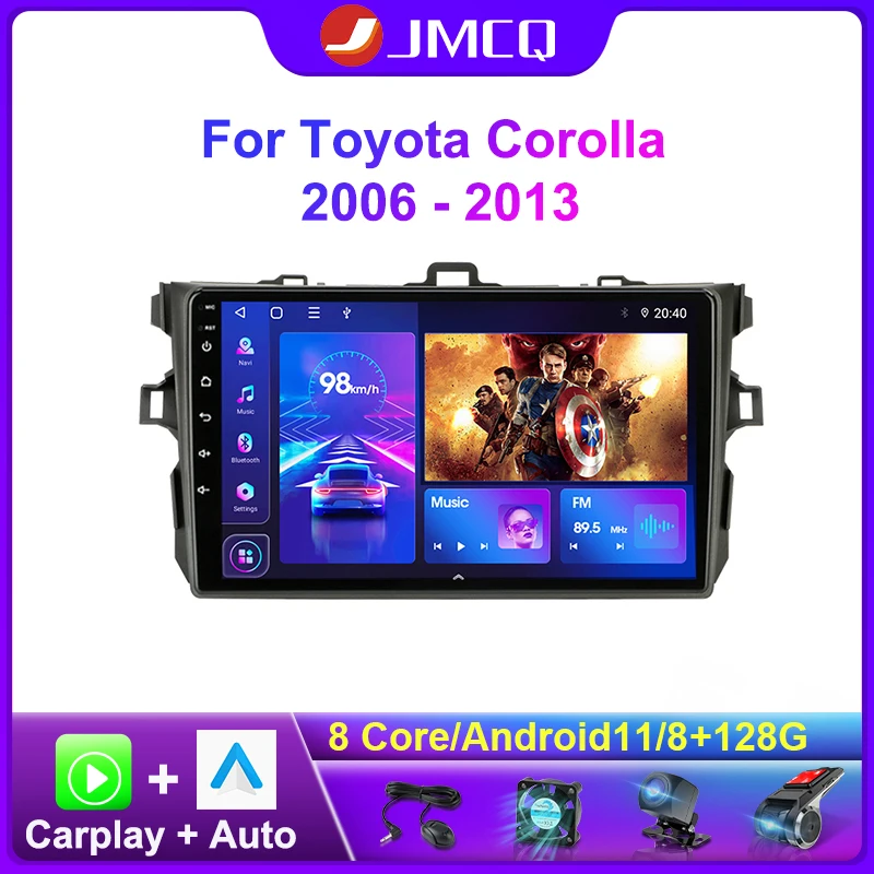 Автомагнитола JMCQ Carplay 2 Din Android 11 мультимедийный видеоплеер для Toyota Corolla E140/150 2006-2013