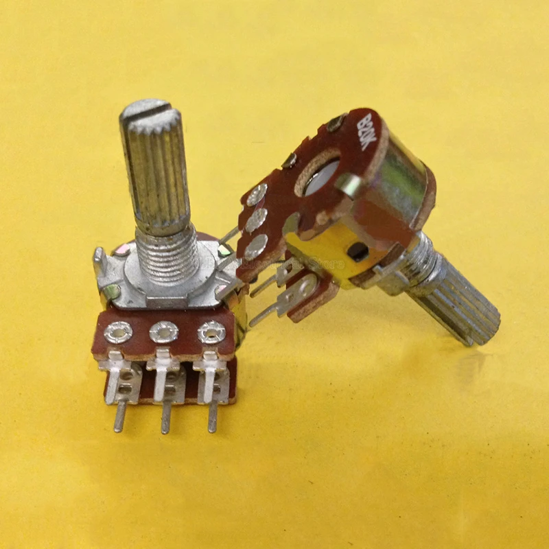 

5Pcs WH148-1AK-2 Duplex Potentiometer 6-Pin With Nut Gasket 10K 20K 50K 100K 1M Speed Regulation