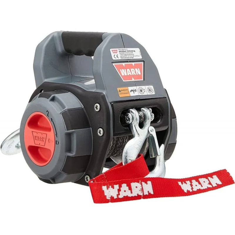 

WARN 101575 Handheld Portable Drill Winch with 40 Foot Synthetic Rope: 750 lb Pulling Capacity , Gray