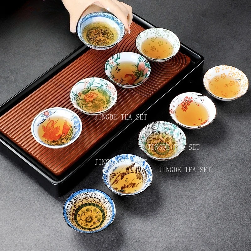Chinese Ceramic Teacup Retro Kiln Change Small Tea Bowl Handmade Portable Tea Cup Customized Tea Set Gifts Tea Ceremony Supplies