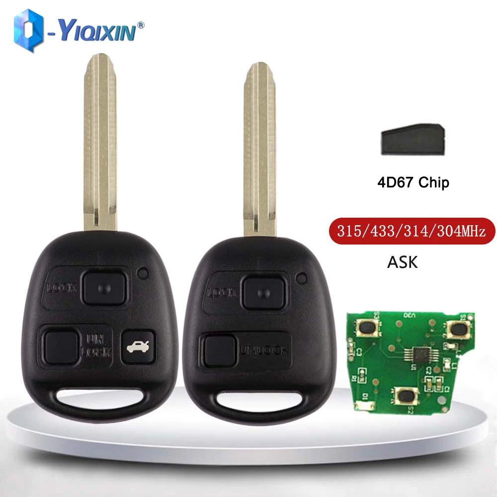 YIQIXIN 2 3 Buttons 304 314 315 433Mhz Smart Remote Car Key For Toyota Camry Corolla Land Cruser 120 Prado 4D67 Chip RAV4 Kluge yiqixin h chip 314 4mhz fsk smart fob folding 4 buttons 89070 06790 for toyota camry corolla toy48rav4 ex hyq12bfb car remote