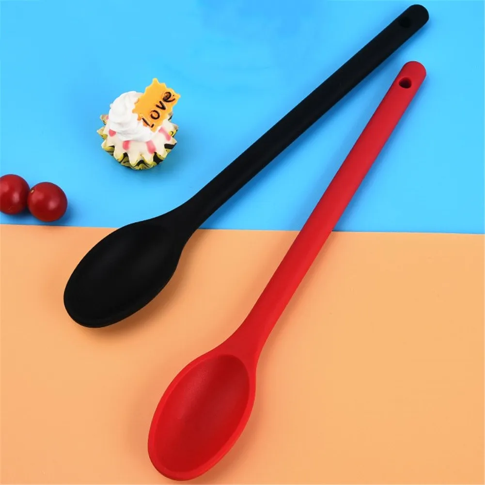 Silicone Spoon Integrated Design Kitchen Cooking Spoon Heat-resistant and Durable for Household Restaurant