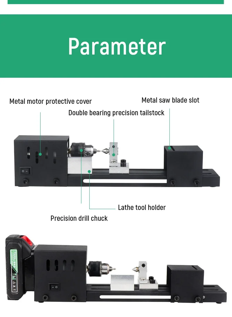 Portable Mini Lathe Machine 12V/24V DC Miniature Buddha Pearl Lathe Woodworking