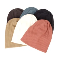 Women Spring Autumn Candy colors Ribbed Beanie Fashion Stretch Slouchy Caps Ladies Female Knitted Stripes Skullies Bonnets Hat 2