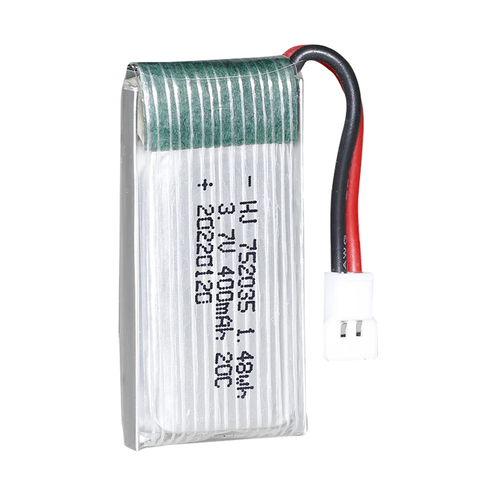 Фото Аккумулятор Lipo 3,7 в 400 мАч для дрона X4 H107 H31 KY101 E33C E33 U816A V252 H6C, запасные части 3,7 в 1S, аккумулятор с зарядным устройством XH2.54 №3