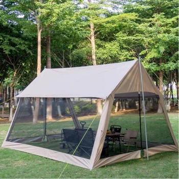 Outdoor Mesh Canopy Tent Camping Mosquito Net Coated with Silver Sun Protection, Windproof and Rainproof Canopy Tent